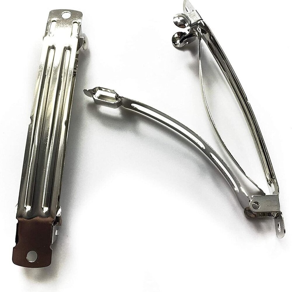 80mm 3" Long Nickel Silver Metal French Barrette Hair Blanks Findings 10 pcs
